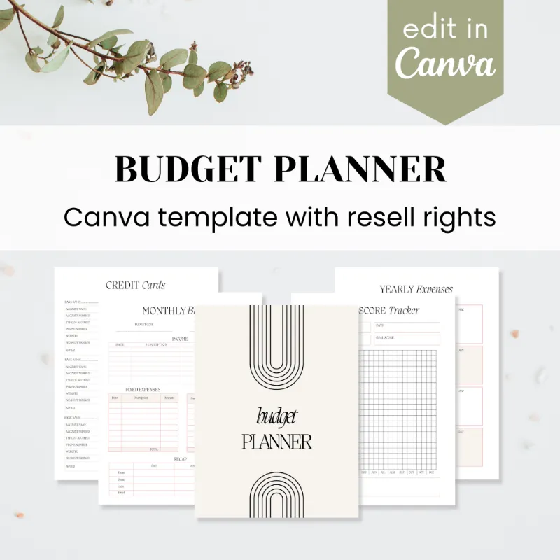 Purpose PLR Budget Planner Template, sample budget tracking pages