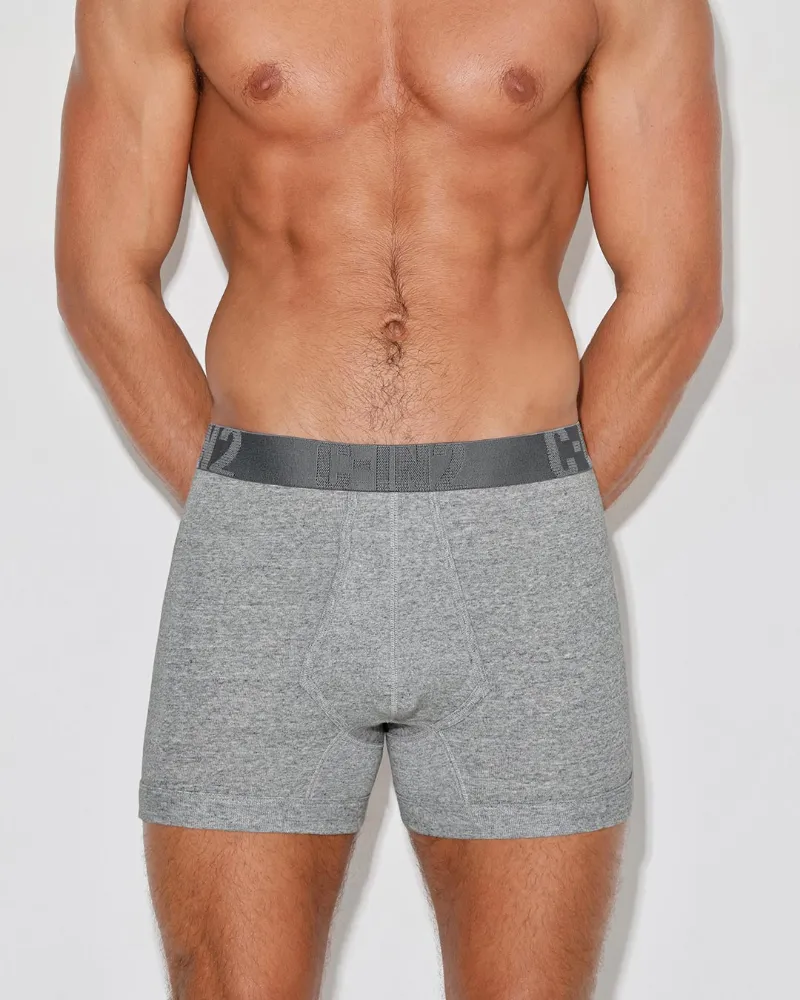 C-IN2 Core Signature Low Rise Boxer Brief Grey Heather, front view