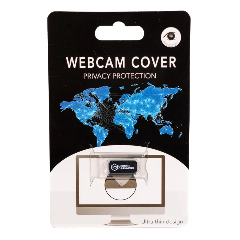 MOS Equipment Mission Darkness Webcam Cover black adhesive sticker on laptop