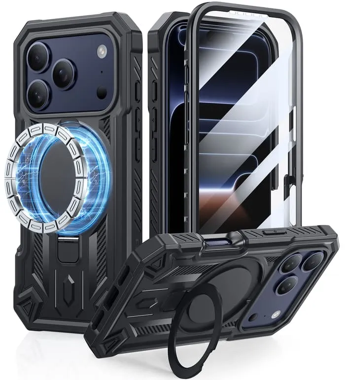 FNTCASE OFFICIAL iPhone 17 Pro case with magnetic ring holder kickstand and screen protector