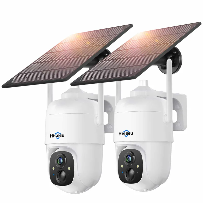 Hiseeu solar 360° PTZ wireless security camera with panel and battery