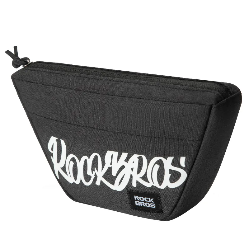 RockBros US FlashRide Sketch Trapezoid Bike Handlebar Bag 0.7L mounted on bicycle handlebars