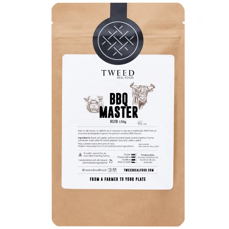 Tweed Real Food BBQ Master Rub Bulk Satchel, a pack of all-rounder barbecue rub with mustard and paprika
