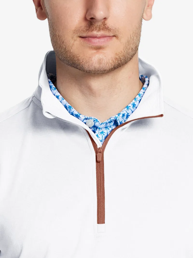 Maelreg Golf Moisture Wicking Quarter Zip Pullover with half zipper detail
