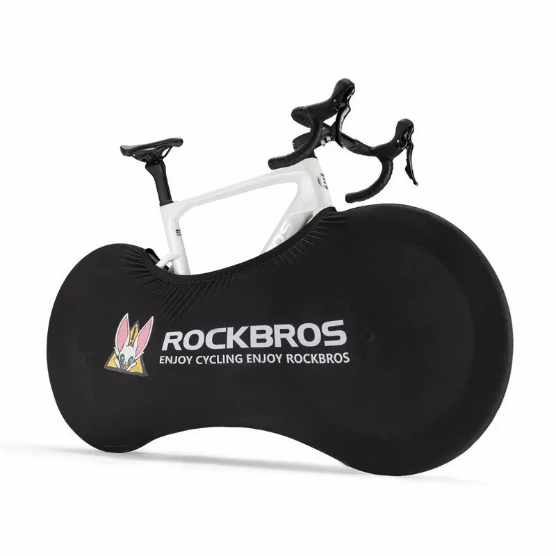 RockBros US Elastic Stretch Bicycle Dust Cover fitted over a bike for indoor storage