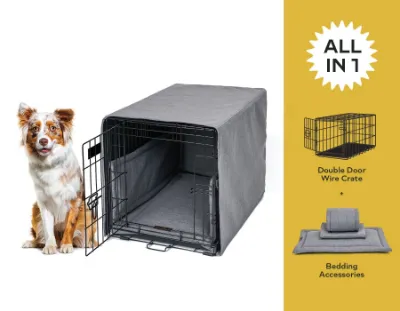 Found My Animal All in 1 Crate Kit with wire crate, cover, pad, and bumper