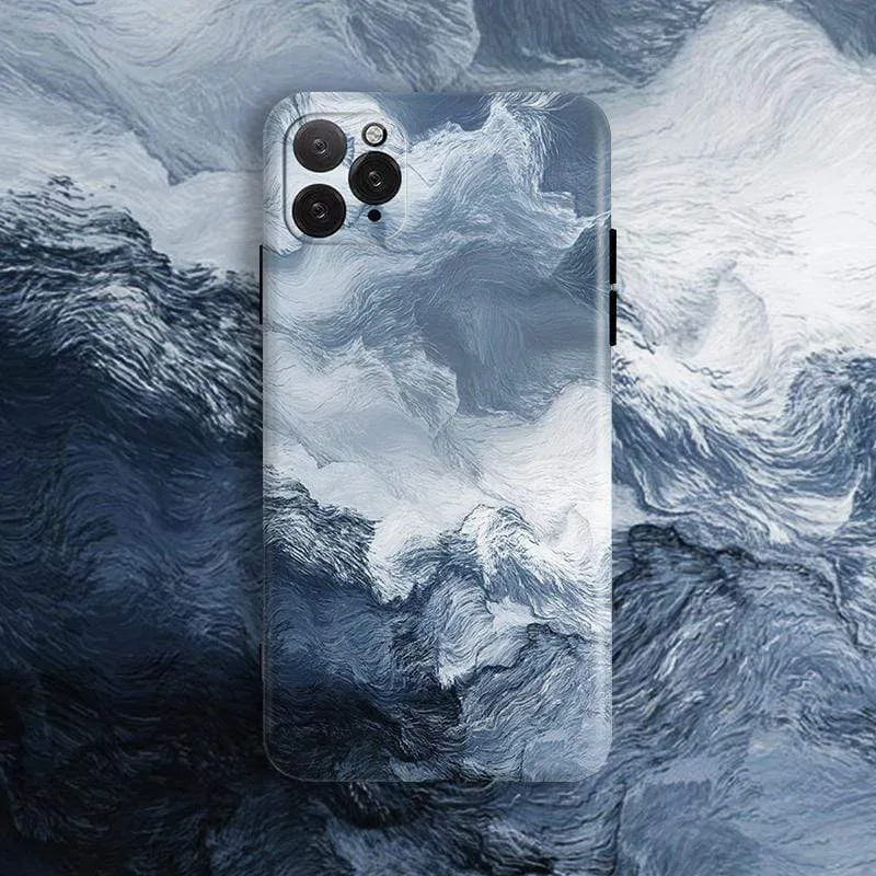 Techypop Ocean Waves Silicone Shockproof Protective Designer iPhone Case with microfiber padding
