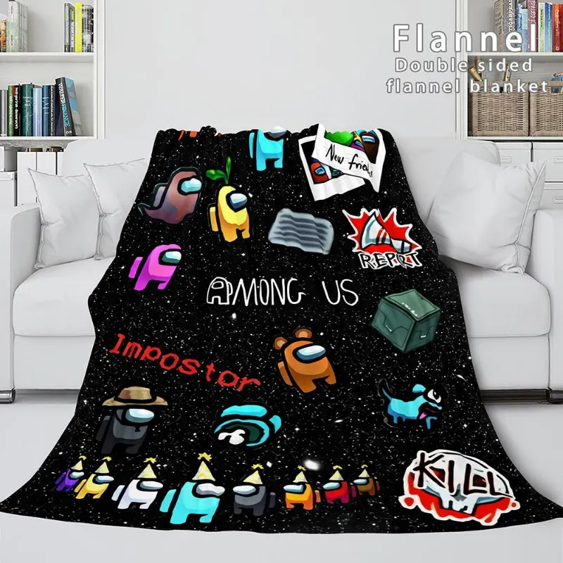 EBuycos Among Us Flannel Fleece Blanket lightweight throw with character print