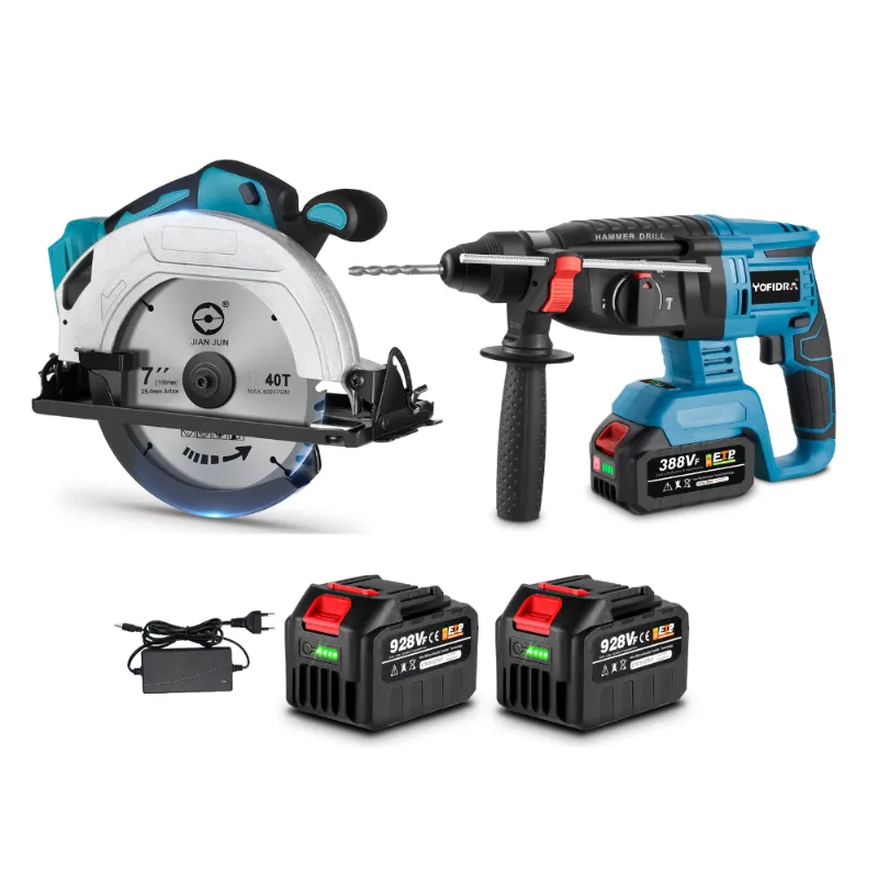NewBeny Cordless 7" Circular Saw & 26mm Hammer Drill Combo Kit, two power tools with batteries and charger