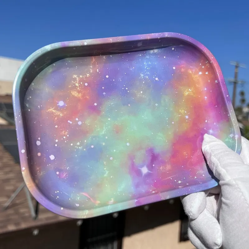 High Dreams Tray Galaxy with unique cosmic design, small metal rolling tray