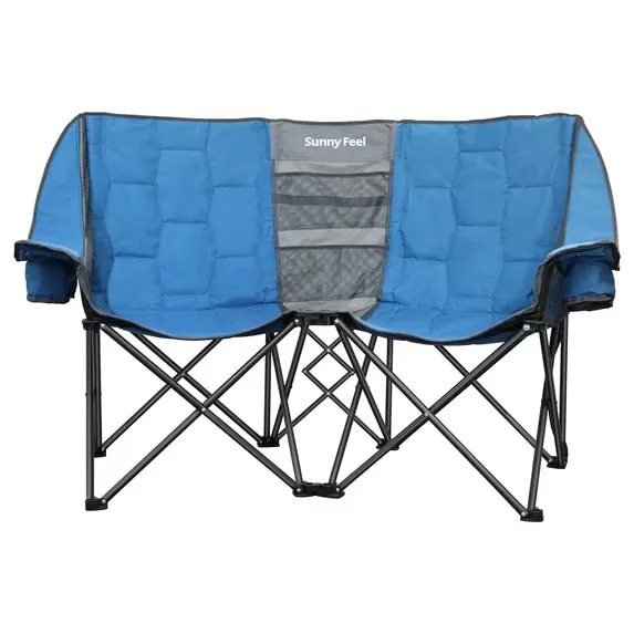 SunnyFeel Outdoor Heavy Duty Double Camping Chair folding loveseat in blue