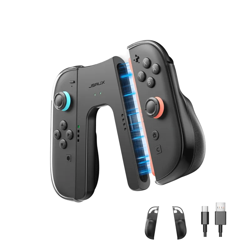 JSAUX JoyVerse Dual Joy-Con Grip for Switch 2 with charging and LED indicators