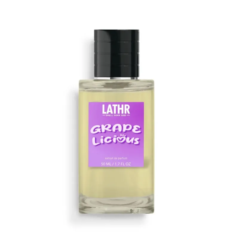 LATHR Grape Licious EDP Cologne bottle with purple grape scent