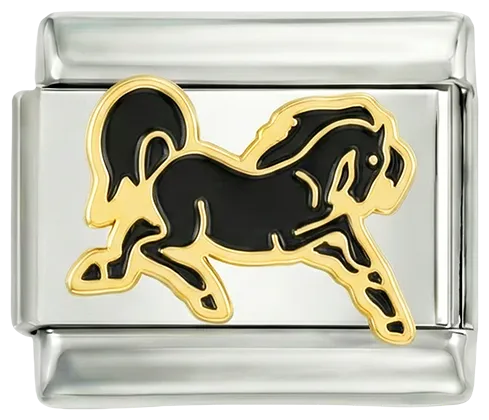 Charms Official Black Horse on Silver charm showing black horse design on silver base