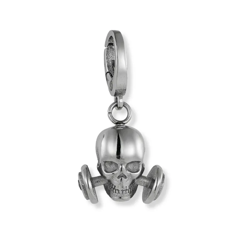 Sleek Fit Jewelry Skull Pendant - Silver in solid stainless steel on a plain background