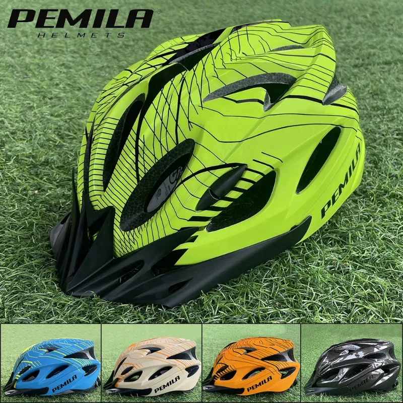 PUPU Sports Lightweight Cycling Helmet 18 Vents MTB Road Bike Helmet with Removable Visor shown from front angle
