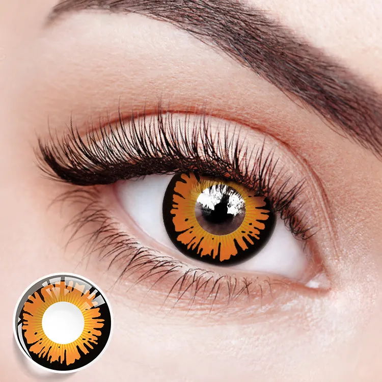 EYESFAV Crimson Bloom Yellow | 1 Year bright yellow contact lenses on an eye