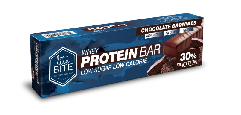 LiteBite Egypt Chocolate Brownies Protein Bar in dark chocolate brownie flavor