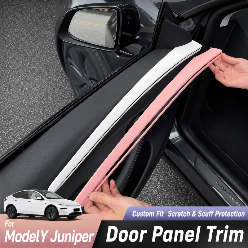 Tesstudio 4-Piece Door Side Trim Cover Set installed on Tesla Model Y Juniper door