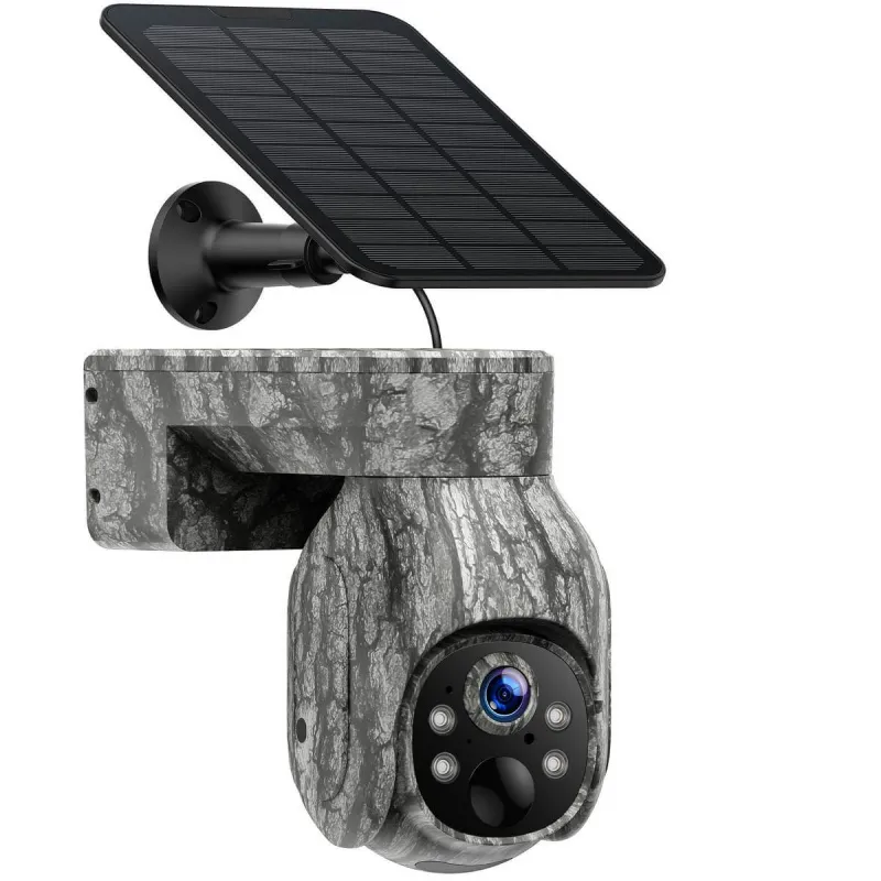 Voopeak TC17 cellular trail camera showing external antenna and solar panel