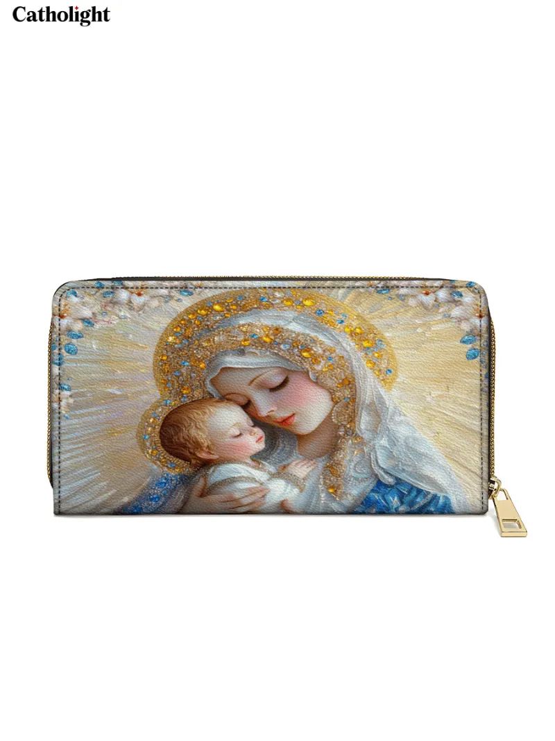 Catholight Divine Grace and Serenity Leather Wallet Purse with Madonna and Child