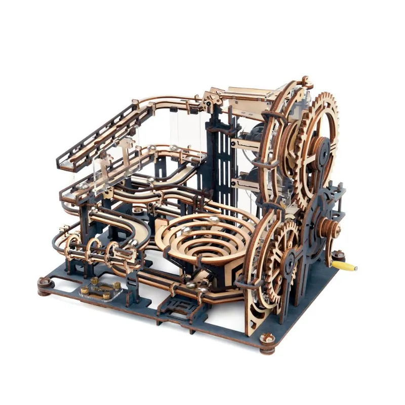 Varvikas 3D Wooden Mechanical Puzzle Kit Marble Night City with tracks and wooden gears