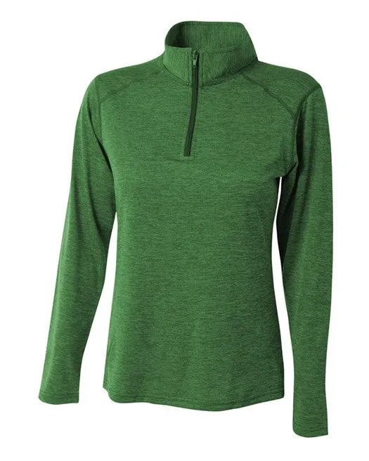 Do It Tennis A4 Women's Inspire Quarter Zip Long Sleeve Tennis Warm Up Top (Kelly) - kelly green quarter zip top