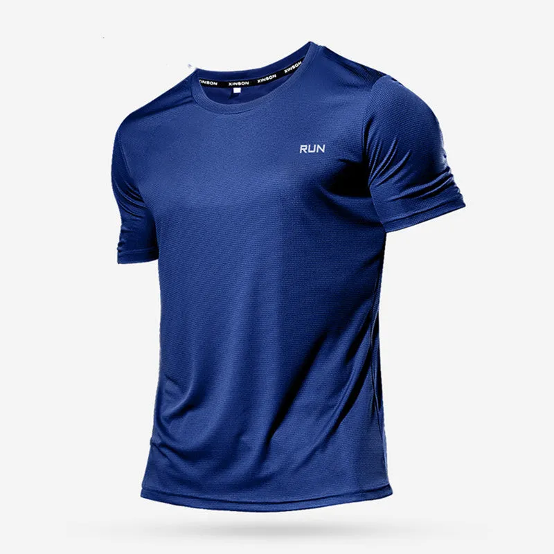 PUPU Sports Men's Quick Dry Running T-Shirt Lightweight Breathable Fitness Training Top in athletic color