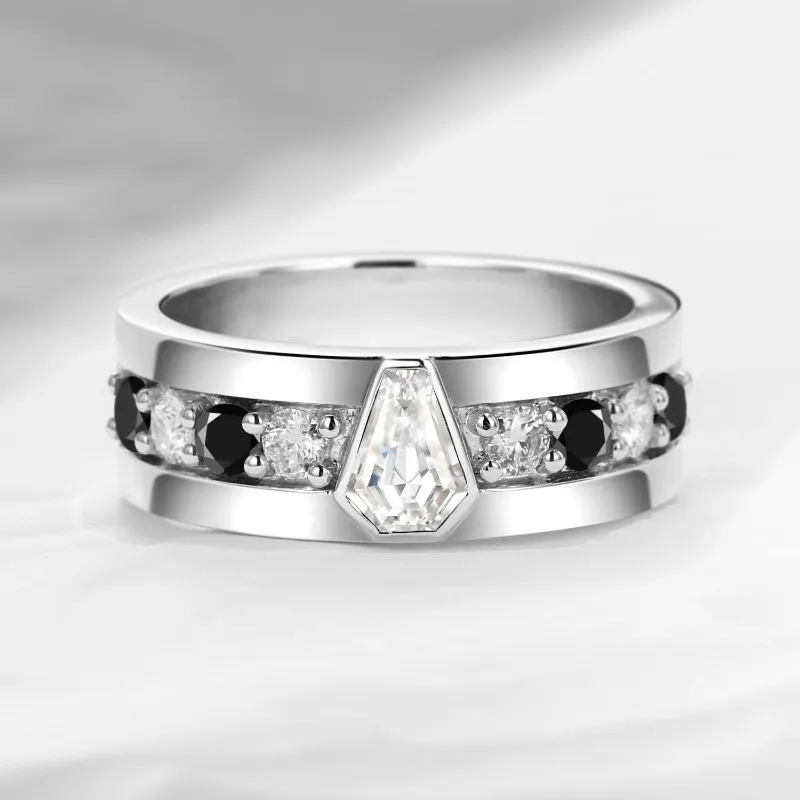 Starlandus King's Scepter coffin cut IGI certified lab diamond wedding band for men in 8mm width