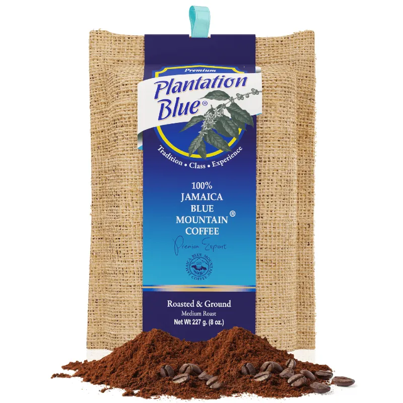 Plantation Blue Coffee Plantation Blue 100% Jamaica Blue Mountain Coffee Medium Roast 8oz Ground pack