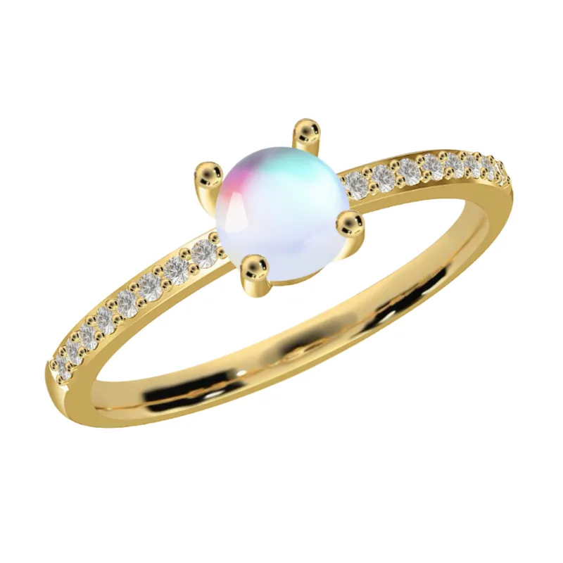 FabuLove Celeste Moonstone Ring with gold vermeil plating and moonstone center stone