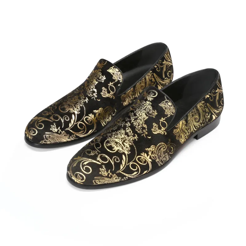 Cloudstyle Men's Round-Toe Low-Top Loafers Gold