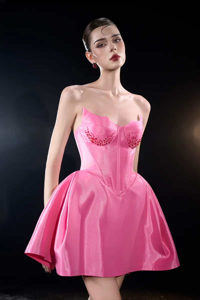 Kalisa Fae "Little Evil" Corset Busts Embellished Crystal Mini Dress front view