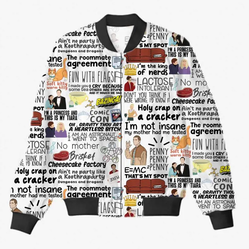 The Banyan Tee US AOP Bomber Jacket - Bazinga Protocol, front view with all-over print design