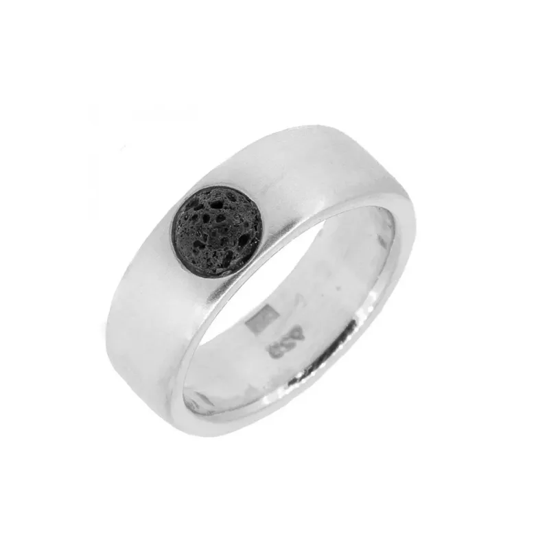 Nammi Black Lava Silver Ring with Icelandic lava stone in 925 sterling silver