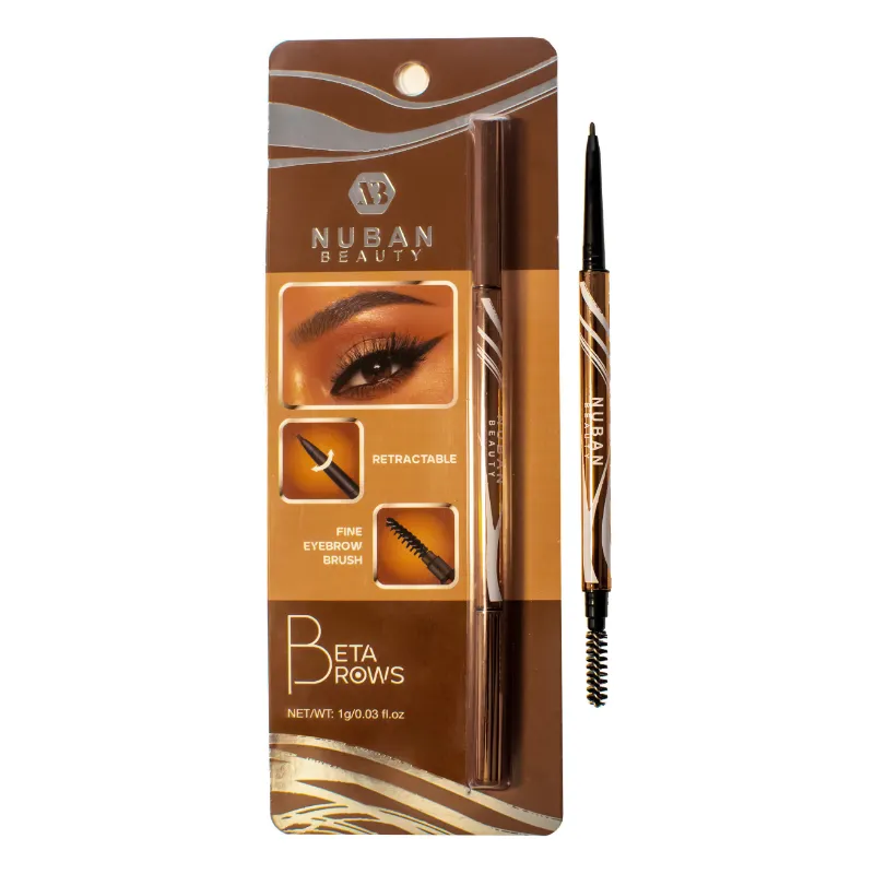 Nuban Beauty Beta Brows retractable brow pencil with built-in eyebrow brush