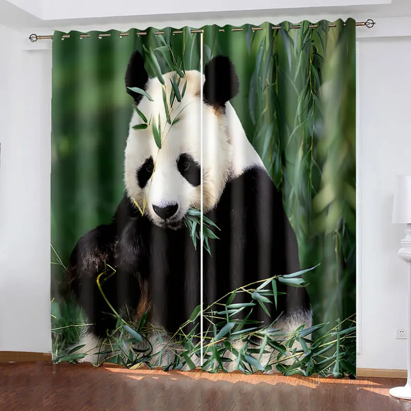 EBuycos Animal Panda Curtains Pattern Blackout Window Drapes, two panels with panda design