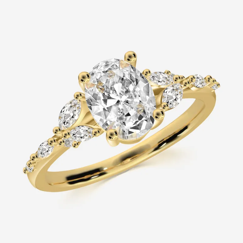 FabuLove Cascade Elegance Ring with cascading zirconia stones in gold vermeil