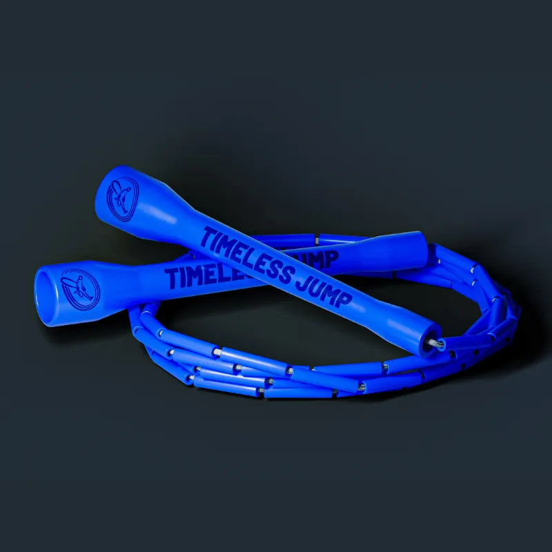 Timeless Jump Rope Beaded Electric Blue segmented jump rope with ergonomic grips
