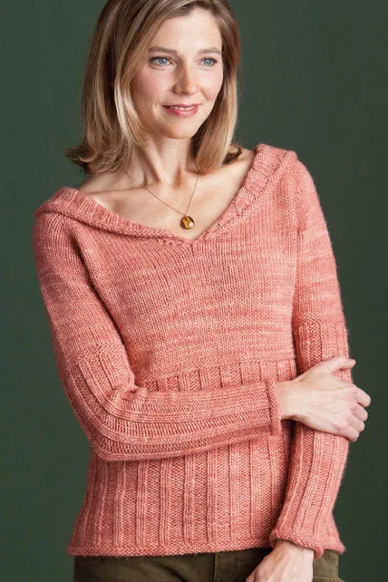 Kristen TenDyke Honor Pullover with ribbed V neck collar in organic merino alpaca blend