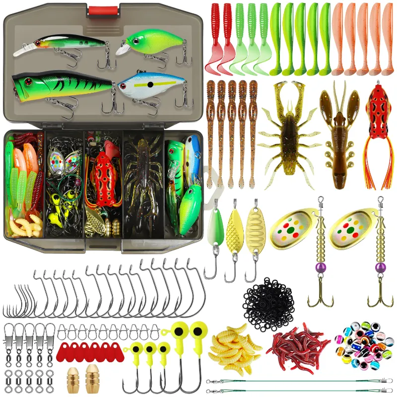Truscend Fishing 118 pcs Fishing Lures Kit Fishing Gear Set with portable tackle box and assorted lures