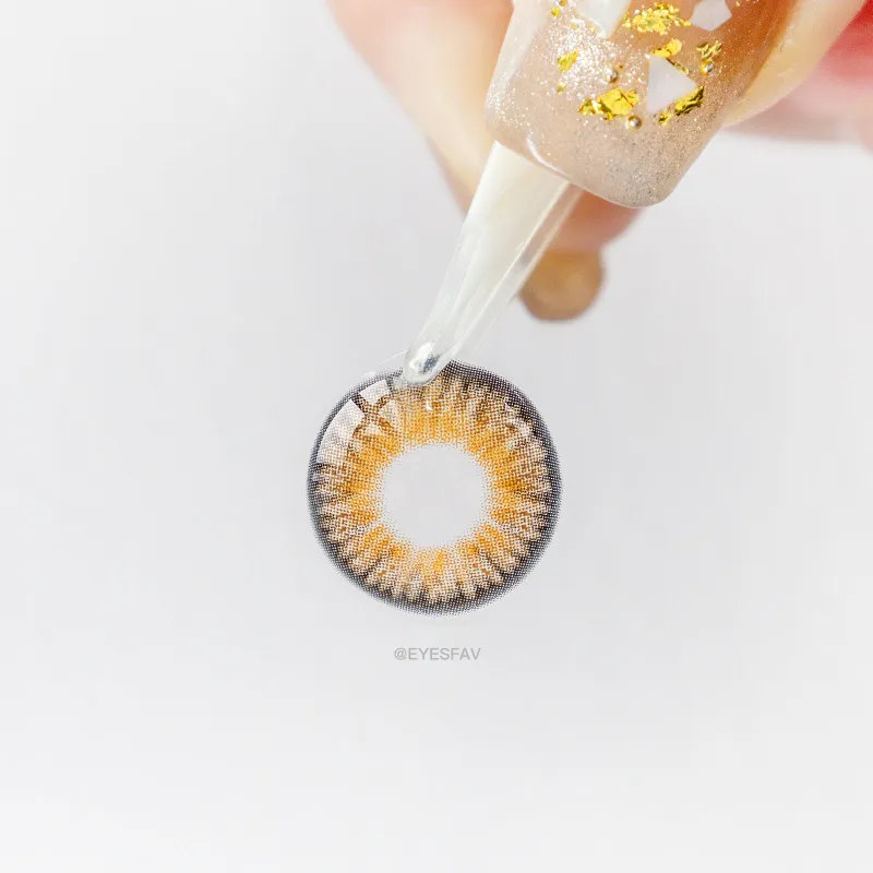 EYESFAV About Nearsightedness + Astigmatism colored contact lenses shown in packaging
