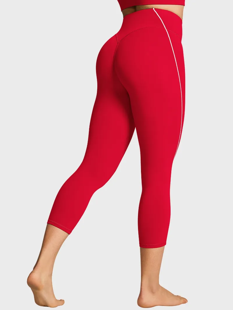 QUEENIEKE 19 Contrast Stitching Capri Leggings for Women 255804, capri-length leggings with contrast stitch detail