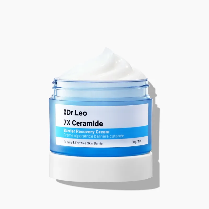Dr Leo 7X Ceramide Barrier Recovery Cream jar on white background