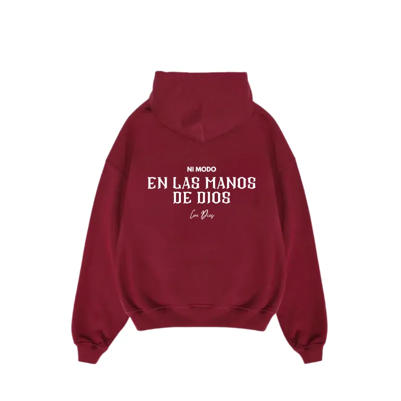 Nimodo En Las Manos De Dios red wine fleece hoodie
