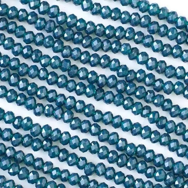 Cherry Tree Beads Crystal 2x2mm Opaque Evergreen Faceted Rondelle Beads on a 15.5 inch strand