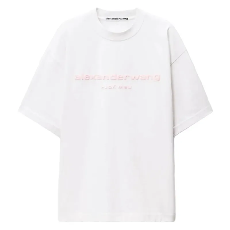AfewVibe Alexander Wang Puff Logo Tee White with raised logo on white cotton