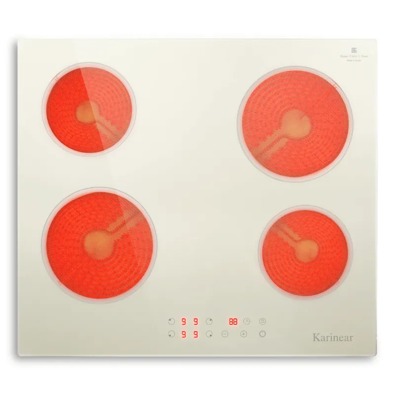 Karinear Appliances 24 Inch 4 Burner Electric Stove Top in cream color with timer