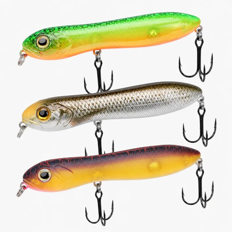Truscend Fishing Topwater Snakehead Pencil Fishing Lure with 3D holographic eyes and scale pattern