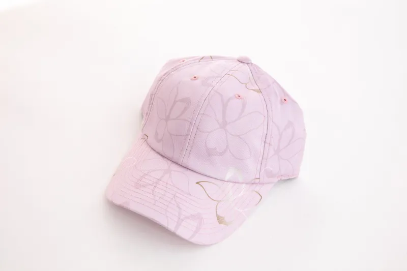 Embellished Pretty in Pink Cap in nude pink with subtle floral pattern and curved brim